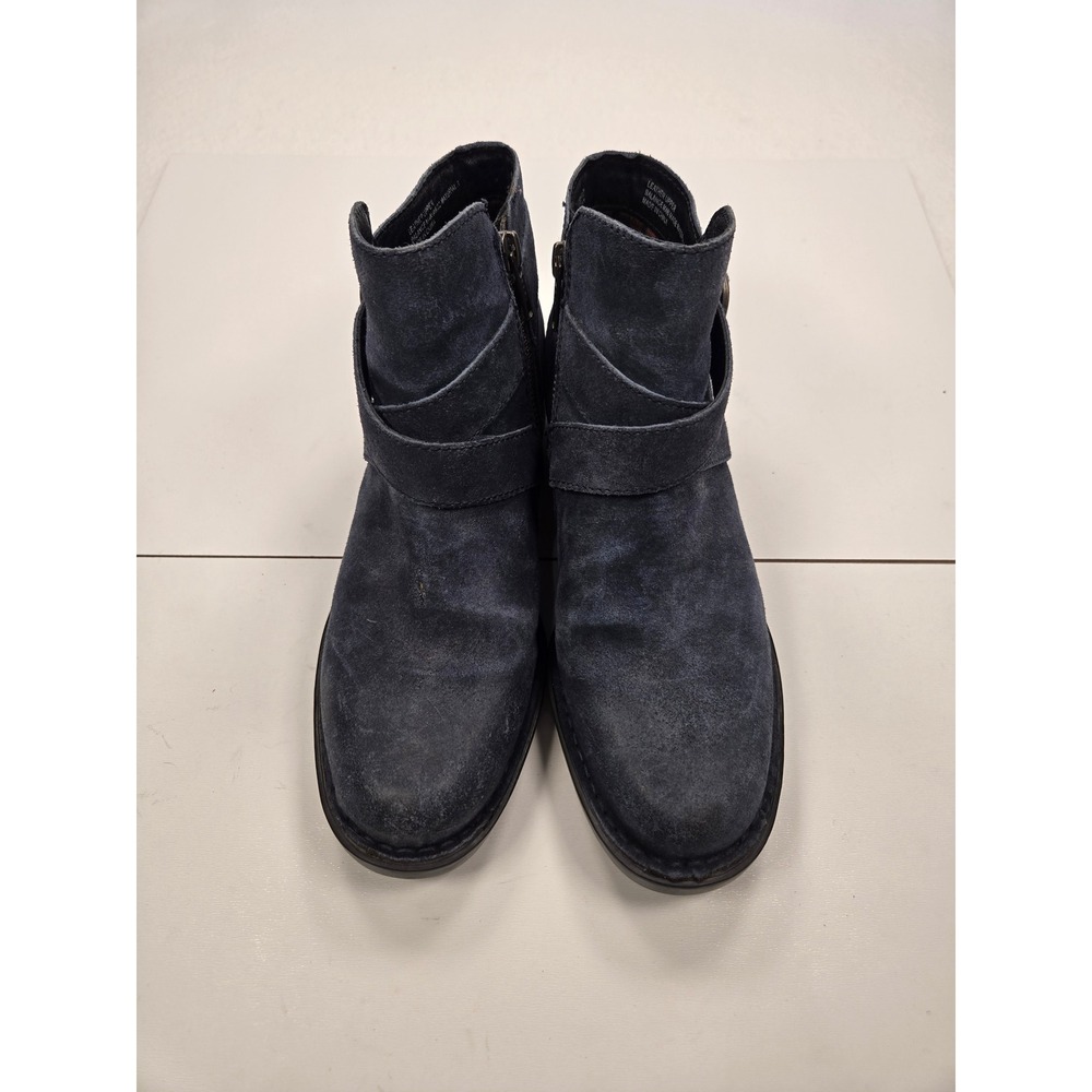 Born Kerri Navy Blue Distressed Suede Ankle Boots Buckle Strap Womens 6.5 F11404 - Picture 3 of 7